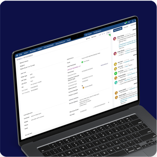 FieldCore complete job records dashboard.